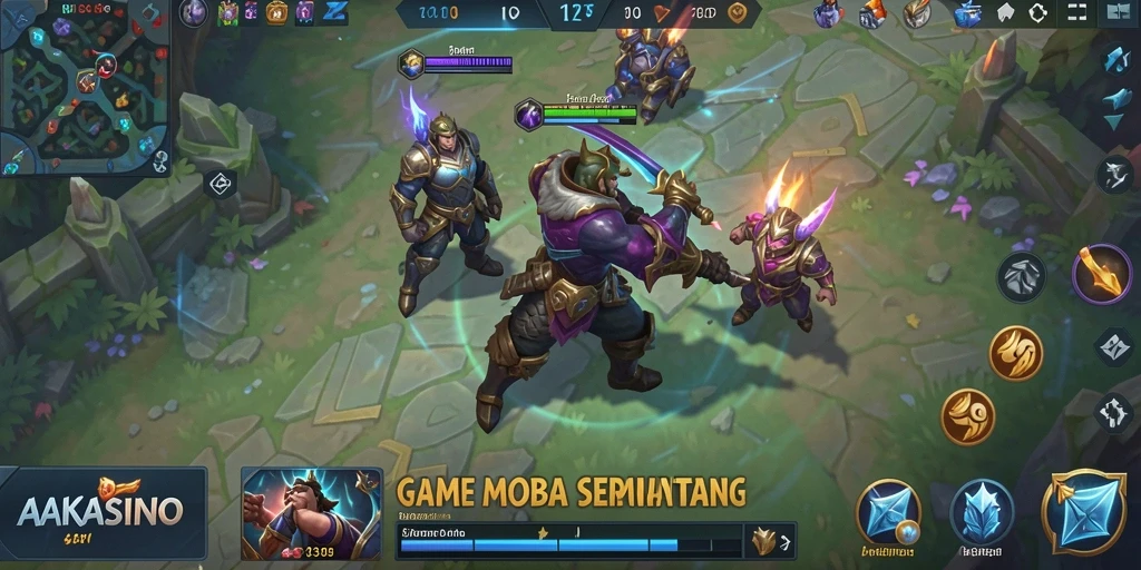 Tampilan gameplay AAKASINO yang seru di arena pertempuran.