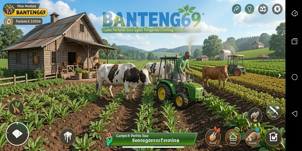 Screenshot gameplay BANTENG69 menampilkan aktivitas bertani yang seru.