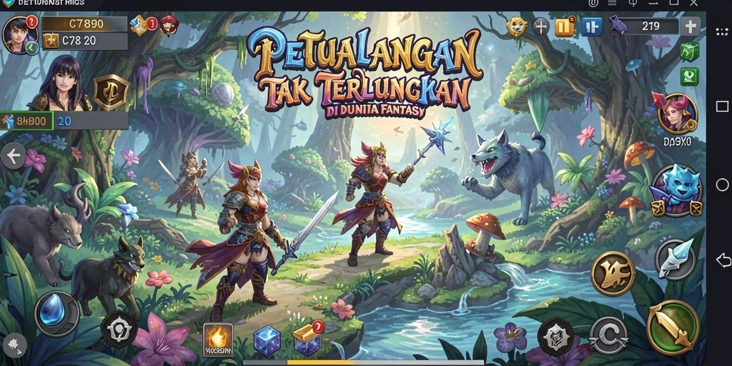 Tangkapan layar C7890 menampilkan pemandangan alam indah dan gameplay yang dinamis.