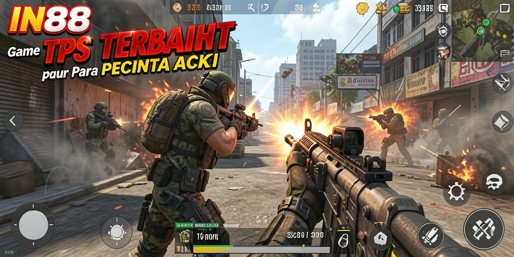 Screenshot dari gameplay seru IN88 yang menggambarkan aksi TPS.