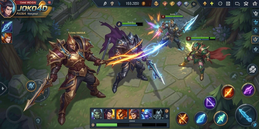 Screenshot JOKO4D menampilkan aksi seru di arena pertarungan MOBA.