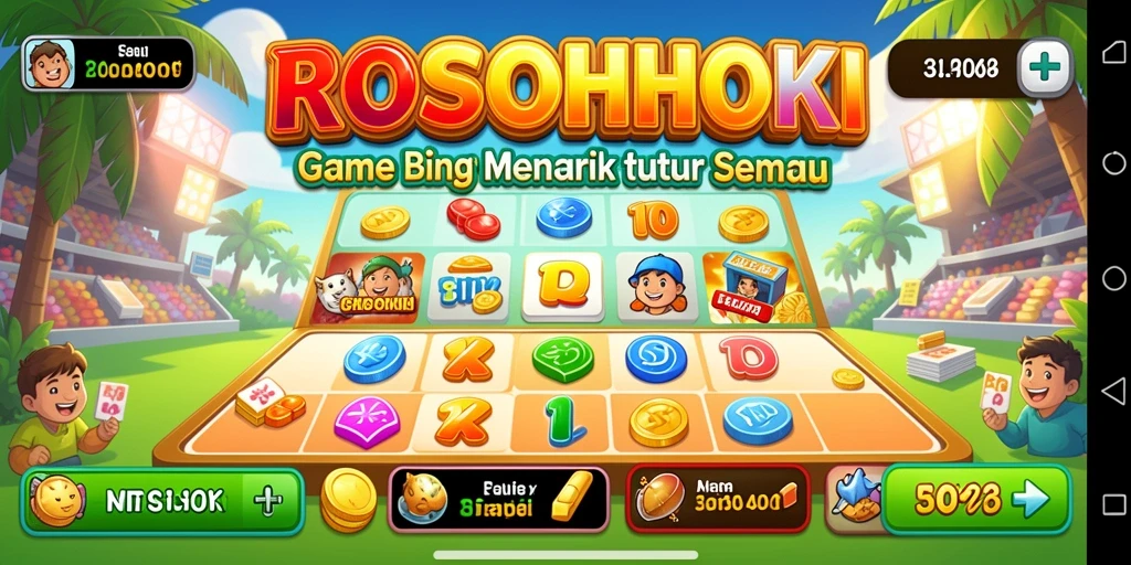 Tampilan gameplay seru di ROSOHOKI dengan kartu Bingo yang menantang.