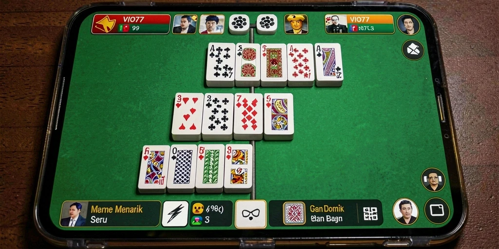 Gambaran gameplay VIO77 dengan permainan Domino yang seru.